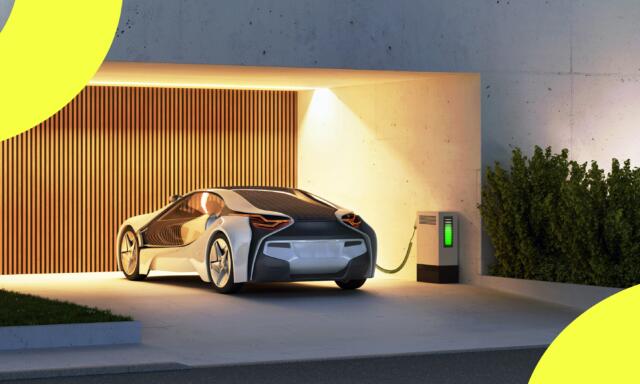 Electric vehicle charging at home inside the garage