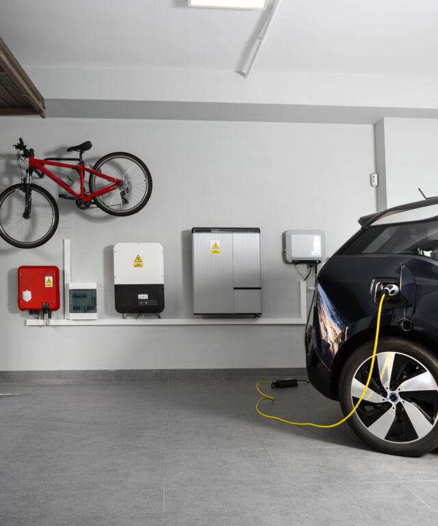 Electric vehicle charging inside a garage